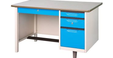 Steel desk the stainless steel office or factory furniture isolated on white